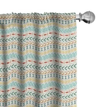 Ambesonne Ethnic Curtains, Boho Striped Motif Art, Pair of 28"x63", Multicolor