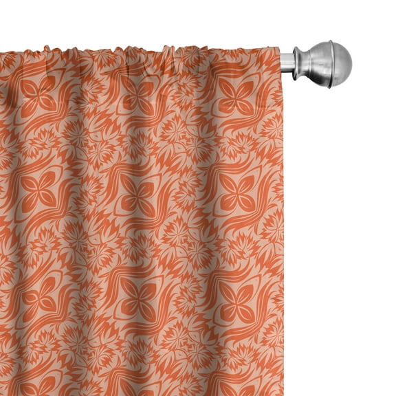 Ambesonne Ethnic Curtains, Chrysanthemum Maximum, Pair of 28"x63", Vermilion and Coral