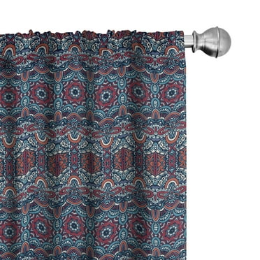 Ambesonne Ethnic Curtains, Classic Tribal Motifs, Pair of 28"x95", Multicolor