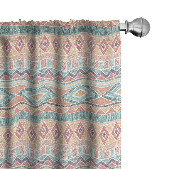 Ambesonne Ethnic Curtains, Dotwork Tribal, Pair of 28"x63", Peach Multicolor
