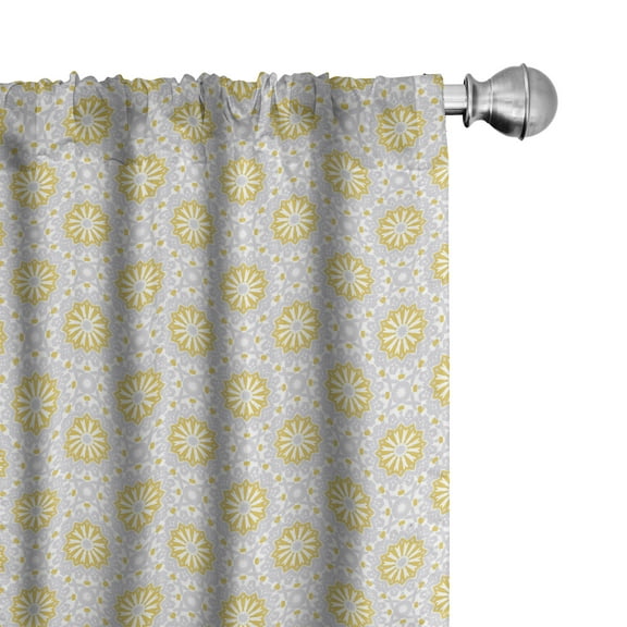 Ambesonne Ethnic Curtains, Endless Motifs, Pair of 28"x63", Earth Yellow Pale Grey