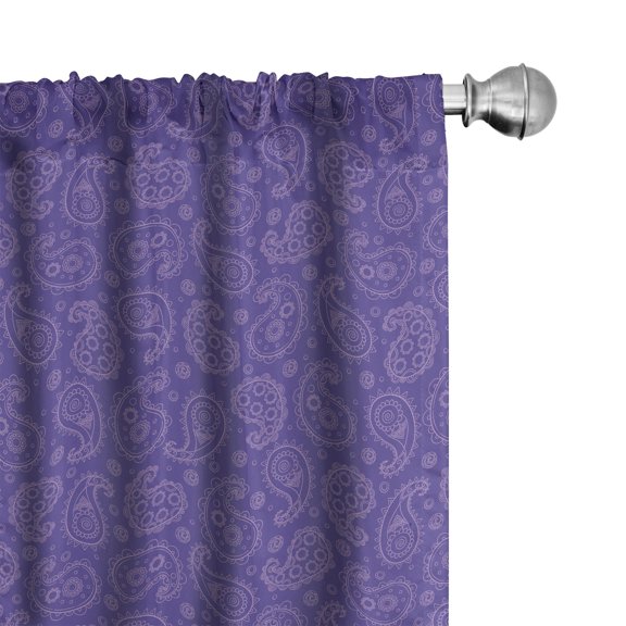 Ambesonne Ethnic Curtains, Ethnic Lace Pattern Artwork, Pair of 28"x84", Dark Indigo and Lavender