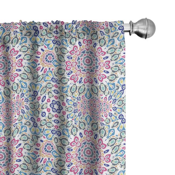 Ambesonne Ethnic Curtains, Far Eastern Mandala Print, Pair of 28"x63", Multicolor