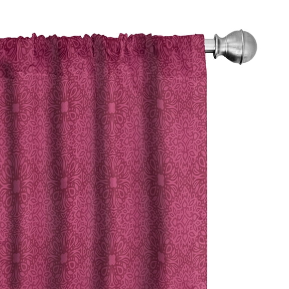 Ambesonne Ethnic Curtains, Floral Vibe Ornament Plot, Pair of 28"x63", Dark Magenta and Pale Ruby