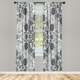 thumbnail image 1 of Ambesonne Ethnic Curtains, Flower Vintage Abstract Art, Pair of 28"x63", White Grey, 1 of 2