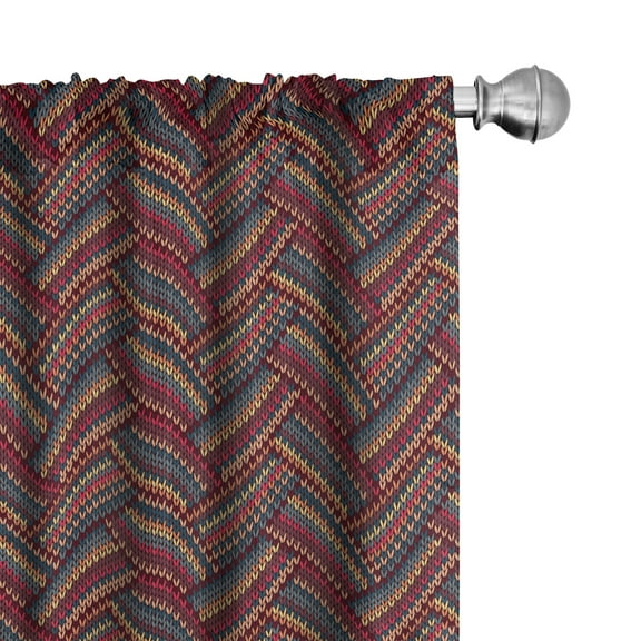 Ambesonne Ethnic Curtains, Herringbone Lines, Pair of 28"x95", Multicolor