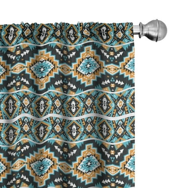 Ambesonne Ethnic Curtains, Indigenous Motifs, Pair of 28"x63", Multicolor