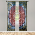 thumbnail image 1 of Ambesonne Ethnic Curtains, Mandala Mystic Artwork Boho, Pair of 28"x84", Dark Coral, 1 of 2