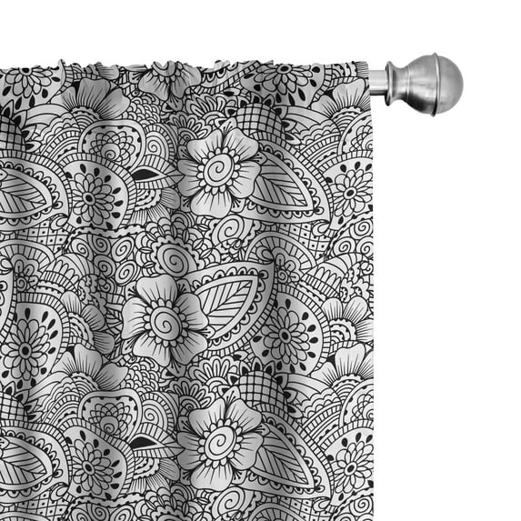 Ambesonne Ethnic Curtains, Motifs Culture Art, Pair of 28"x84", White and Black