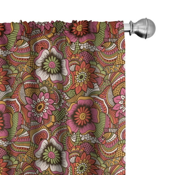 Ambesonne Ethnic Curtains, Motley Spring Art, Pair of 28"x95", Multicolor