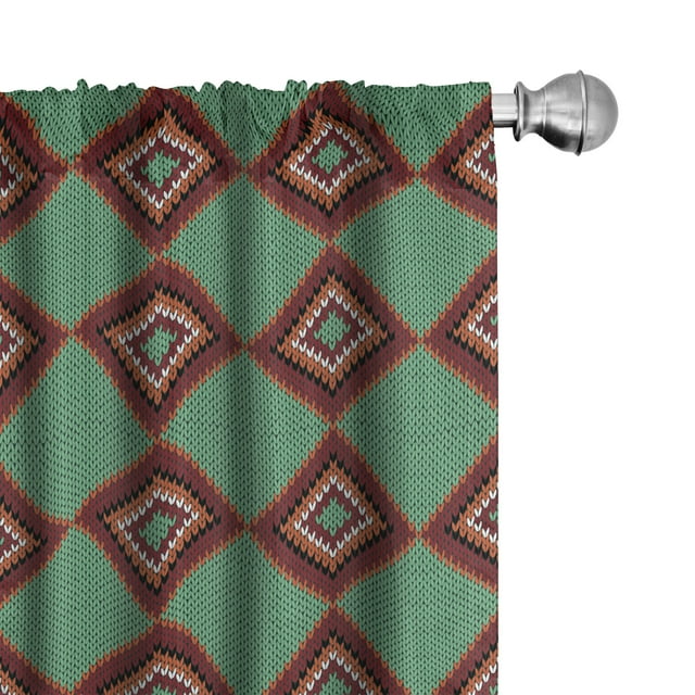 Ambesonne Ethnic Curtains, Ornamental Chevron, Pair of 28"x63", Multicolor