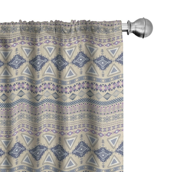 Ambesonne Ethnic Curtains, Ornate Motif, Pair of 28"x95", Eggshell and Blue