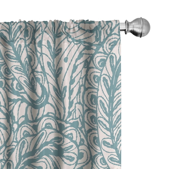 Ambesonne Ethnic Curtains, Paisley Flora Fashion Plot, Pair of 28"x95", Dark Sea Green and Teal