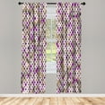 thumbnail image 1 of Ambesonne Ethnic Curtains, Pattern of Abstract Squares, Pair of 28"x63", Blush Camel, 1 of 2