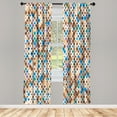 thumbnail image 1 of Ambesonne Ethnic Curtains, Pattern of Abstract Squares, Pair of 28"x95", Pale Caramel, 1 of 2