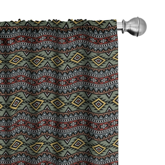 Ambesonne Ethnic Curtains, Prehistoric Aztec, Pair of 28"x84", Multicolor