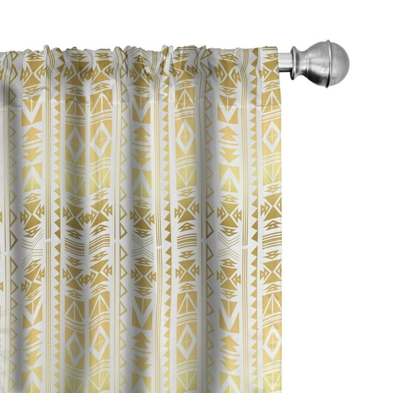 Ambesonne Ethnic Curtains, Prehistoric Ombre Borders, Pair of 28"x84", Yellow and White