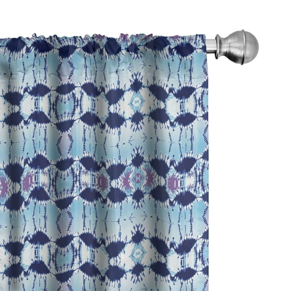Ambesonne Ethnic Curtains, Psychedelic Batik Blue, Pair of 28"x95", Pale Blue Navy Blue