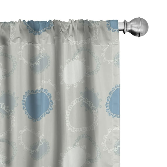 Ambesonne Ethnic Curtains, Sun Like Abstract Shapes Art, Pair of 28"x84", Cadet Blue and Pale Grey