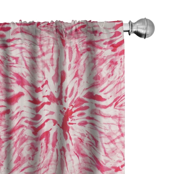 Ambesonne Ethnic Curtains, Tie Dye Whimsical Painting, Pair of 28"x84", Dark Coral and Pale Rose