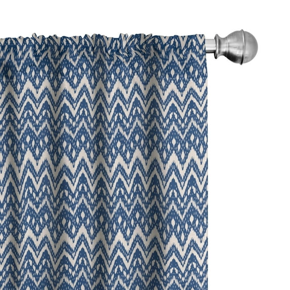 Ambesonne Ethnic Curtains, Traditional Chevron Print, Pair of 28"x84", Dark Sky Blue Eggshell