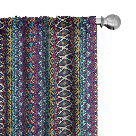 Ambesonne Ethnic Curtains, Triangles and Chevrons, Pair of 28"x63", Multicolor
