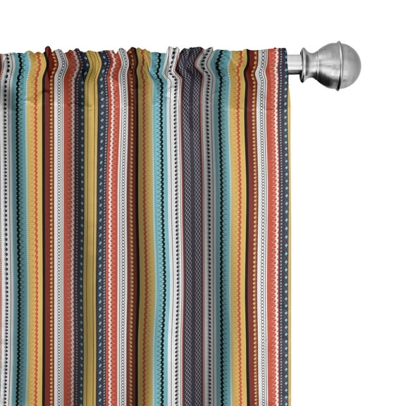 Ambesonne Ethnic Curtains, Vertical Stripes Pattern, Pair of 28"x63", Multicolor