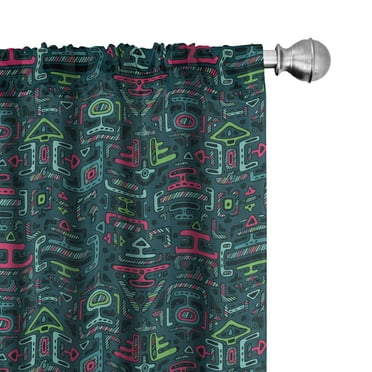 Ambesonne Ethnic Curtains, Vibrant Color Geometric, Pair of 28"x84", Multicolor