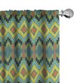 thumbnail image 1 of Ambesonne Ethnic Curtains, Zigzag Flowers Traditional, Pair of 28"x95", Yellow Green and Vermilion, 1 of 5