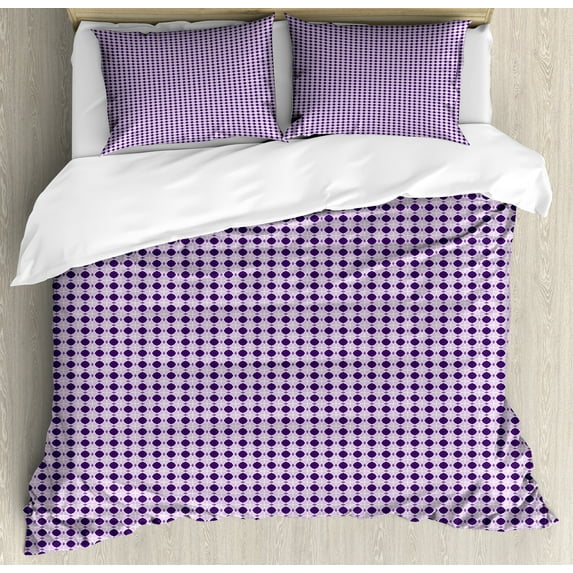 Ambesonne Ethnic Duvet Cover Set, Purple Tone Geometric Grid, 2-Calking, Dark Purple Mauve