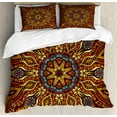 thumbnail image 1 of Ambesonne Ethnic Duvet Cover Set, Warm Colored Design Boho, Calking, Marigold Yellow, 1 of 3