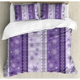 thumbnail image 1 of Ambesonne Ethnic Duvet Cover Sets, Christmas Snowflake Noel, 2-King, Lavender Violet White, 1 of 7