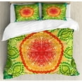 thumbnail image 1 of Ambesonne Ethnic Duvet Cover Sets, Lace Mandala Hippie Style, 2-King, Yellow Green Blue, 1 of 7