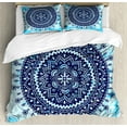 thumbnail image 1 of Ambesonne Ethnic Duvet Cover Sets, Medallion on Grunge, 2-Queen, Blue Dark Blue, 1 of 6