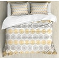 thumbnail image 1 of Ambesonne Ethnic Duvet Cover Sets, Modern Bohem Flower, 2-Queen, Apricot Grey and White, 1 of 2