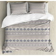thumbnail image 1 of Ambesonne Ethnic Duvet Cover Sets, Ornate Motif, 2-King, Eggshell and Blue, 1 of 7