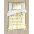 thumbnail image 1 of Ambesonne Ethnic Duvet Cover Sets, Prehistoric Ombre Borders, 2-Twin, Yellow and White, 1 of 4