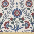 thumbnail image 1 of Ambesonne Ethnic Fabric by the Yard Microfiber, Old Floral Leaf Ornament, 5 Yards, Maroon Teal, 1 of 2