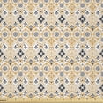thumbnail image 1 of Ambesonne Ethnic Fabric by the Yard Microfiber, Tangerine Tone Azulejo Tiles, 3 Yards, Apricot and Charcoal Grey, 1 of 2
