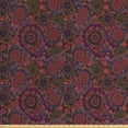 thumbnail image 1 of Ambesonne Ethnic Fabric by the Yard Upholstery, Leaves Eastern, 3 Yards, Burgundy Green, 1 of 4