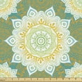 thumbnail image 1 of Ambesonne Ethnic Fabric by the Yard Upholstery, Mandala Inspired Flourishes, 3 Yards, Green Mustard White, 1 of 5
