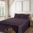 thumbnail image 1 of Ambesonne Ethnic Fitted & Flat Sheet with Shams 4 Pcs Set, Tribal Symbols Motives Boho, King, Charcoal Grey and Purple, 1 of 5