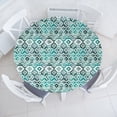 thumbnail image 1 of Ambesonne Ethnic Fitted Round Tablecloth, Traditional Chevron Pattern, 36"- 40" Diameter, Dark Seafoam Teal White, 1 of 5
