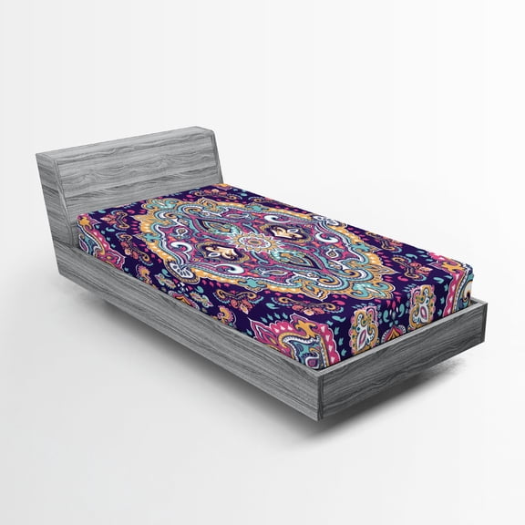 Ambesonne Ethnic Fitted Sheet, Boho Colorful Spring Garden, Twin Size, Multicolor