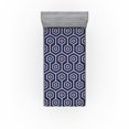 thumbnail image 1 of Ambesonne Ethnic Fitted Sheet, Folk Art Ikat Pattern Zigzag, Twin Size, Navy Blue and Eggshell, 1 of 5