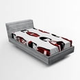 thumbnail image 1 of Ambesonne Ethnic Fitted Sheet, Geisha Dolls Folkloric, Twin Size, Black Red, 1 of 2