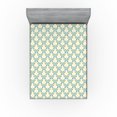 thumbnail image 1 of Ambesonne Ethnic Fitted Sheet, Ikat Pattern Flourishing Art, Full Size, Mustard Blue Turquoise, 1 of 5