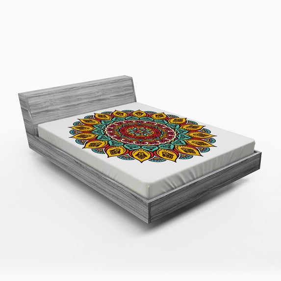 Ambesonne Ethnic Fitted Sheet, Mandala Vintage Elements, Full Size, Multicolor
