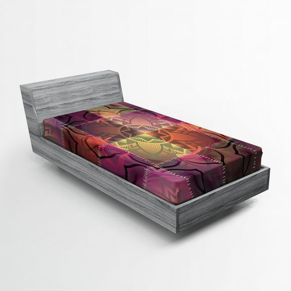 Ambesonne Ethnic Fitted Sheet, Modern Mandala Motif, Twin Size, Multicolor