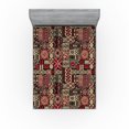 thumbnail image 1 of Ambesonne Ethnic Fitted Sheet, Oriental Floral Motif Print, California King, Raspberry Beige Black, 1 of 5